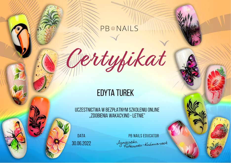 Certyfikat: Zdobienia wakacyjne, letnie