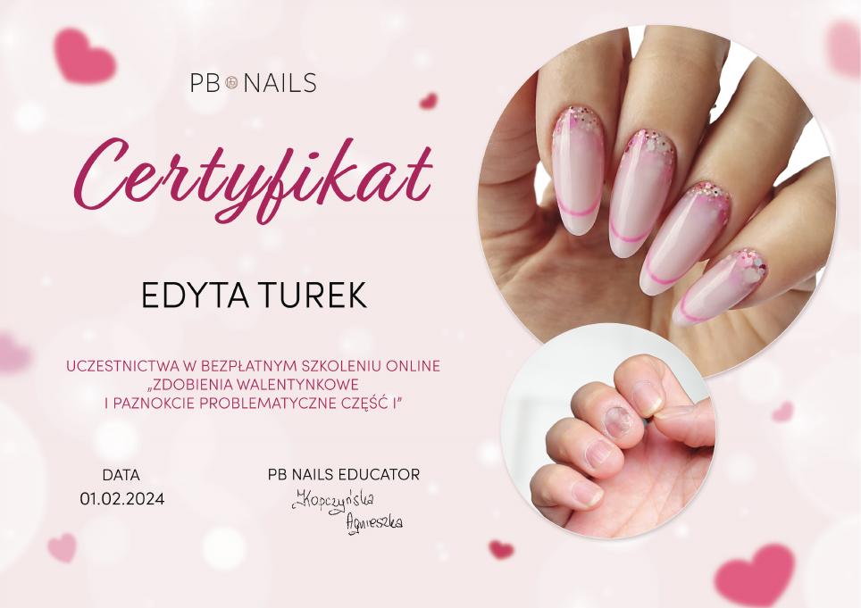 Certyfikat: Zdobienia walentynkowe i paznokcie problematyczne