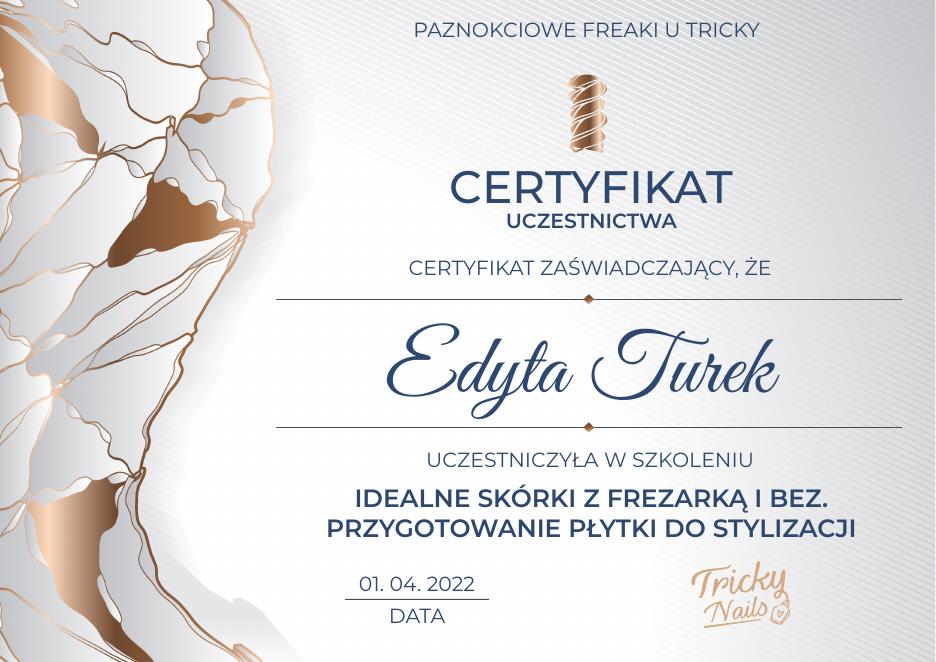 Certyfikat: Idealne skórki z frezarką i bez